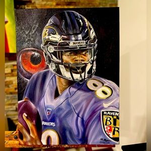 Original oil paint of Lamar Jackson